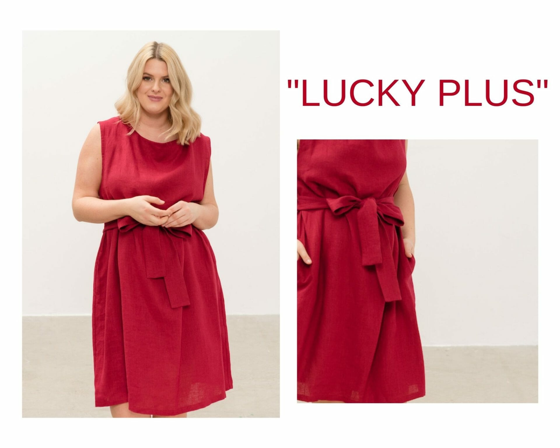 LeMuse red LUCKY PLUS linen dress 